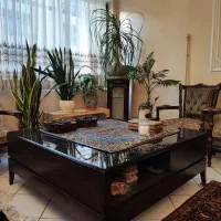 میز جلو مبلی چوبی مربع بهمراه شیشه ۱۰ میل
