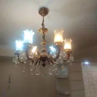 یک جفت لوستر برنجی ۶ شاخه لاله ای