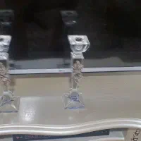 دو عدد شمعدانی کریستال نو و آکبند