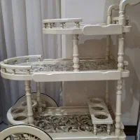 میزبار پذیرایی کالسکه چوبی ۳ طبقه منبت کاری