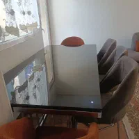 میز ناهارخوری پایه استیل ۶ نفره