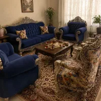 مبلمان ۷ نفره سلطنتی + شزلون و غذا خوری ۸ نفره