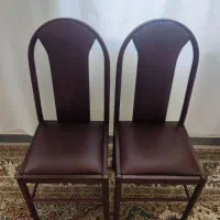 ۲ عدد صندلی فلزی زرشکی