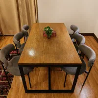 میز ناهارخوری ۶ نفره چوب با صندلی تدی