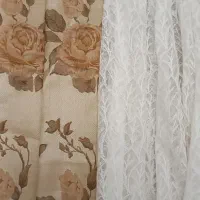 پرده توری و کناره گل برجسته