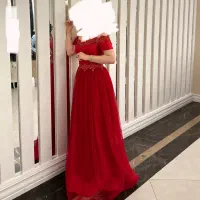 لباس مجلسی کارشده قرمز سایز ۳۶ ۳۸