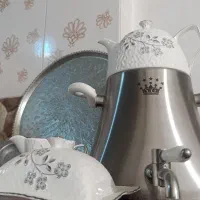 سماور رو گازی به همراه پاسماوری کنارش