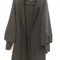 مانتو مشکی زنانه آستین پفی