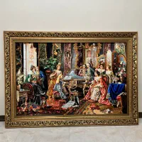 تابلو فرش طرح پیانو زن اکبند کاملا نو بزرگ