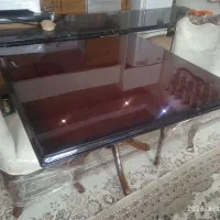 میز قهوه خوری با دو عدد صندلی تمام چوب  تولید خودم
