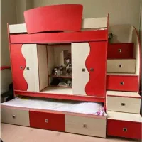 تخت دو طبقه با کمد و باکس