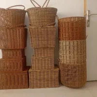 سبد حصیری دست بافت