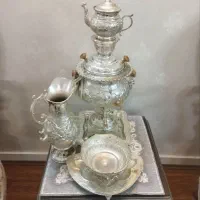 سماور برنجی نقره کوب