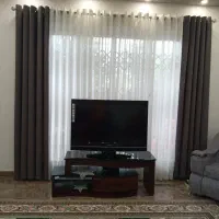 پرده پانچ طوسی سفید