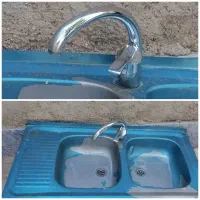 سینک ظرفشویی استیل بهمراه شیرمخلوط آب و اتصالات