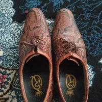 کفش چرم مردانه پوست ماری قهوه‌ای