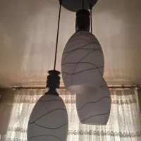 لوستر ۳شاخه جنس چوب و شیشه