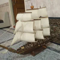 کشتی عتیقه چوبی تزیینی بزرگ