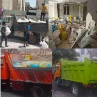 حمل نخاله ساختمانی از داخل تبقات باکارگران 24ساعته