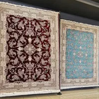 فرش بدون حاشیه افشان قرمز و ابی/۱۵۰۰ فرش سال