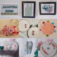 تابلو گلدوزی عقد و عروسی و تولد/ویترای/گیره گلدوزی