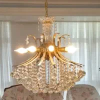 لوستر برنزی کریستالی ۸ شعله شیک و سالم