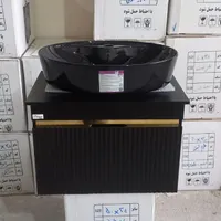 کابینت روشویی سایز ۶۰،۴۰ مشکی با سنگ گاتریا|لوازم سرویس بهداشتی|تهران, افسریه|دیوار