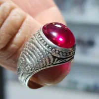 انگشتر نقره مردانه نگین یاقوت شمش