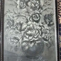 هنر قلم سیاه با طرح گل