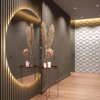 کاغذ دیواری پارکت کناف و لاین نوری تی وی وال