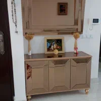 ست کنسول و میز تلویزیون  چوب و آینه ای کرم