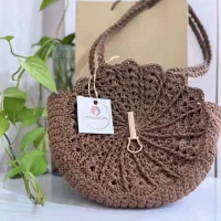 کیف رافیا طرح خورشیدی گل دار
