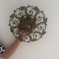 لوستر برنزی کلاسیک ۵ شعله با کریستال