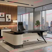 میز مدیریت مدرن کنفرانس اداری فلزی مبلمان چرمی