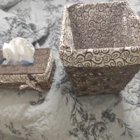 جا دستمال کاغذی و سطل آشغال