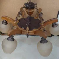 فروش فوری / لوستر ۶ شاخه چوبی خاص
