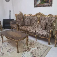 مبل تمام چوب منبت با میز نهار خوری ۶ نفره و عسلی