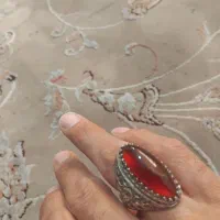 انگشتر عقیق سرخ بادامی سایز ۶۳
