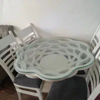 میز ناهارخوری ۴ نفره طوسی سفید