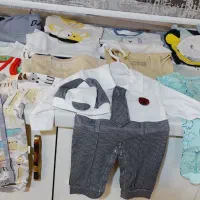 کلی لباس نوزادی پسرونه مناسب سیسمونی نخ پنبه