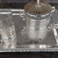 سینی قندان و ۶ عدد استکان و گالش