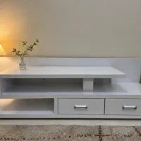 میز تلویزیون MDF سفید مدرن دو کشو