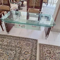 میز حلو مبلی ۳ عدد  شیشه وچوب