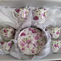 سرویس فنجان قهوه/چای خوری گل گلی صورتی