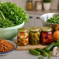 پاک کردن سبزی و آماده کردن ترشی جات