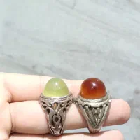 ست انگشتر نقره عقیق کله قندی