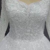کرایه لباس عروس پوشیده اروپایی آف شولدرساده عربی