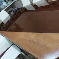 میز تک ناهار خوری تمام چوب با شیشه ۶ میل