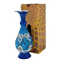 گلدان مسی میناکاری ۲۰ سانتی به همراه جعبه یا پلکسی
