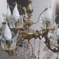 لوستر ۵ شاخه قدیمی . ۲ عدد برنج قدیمی